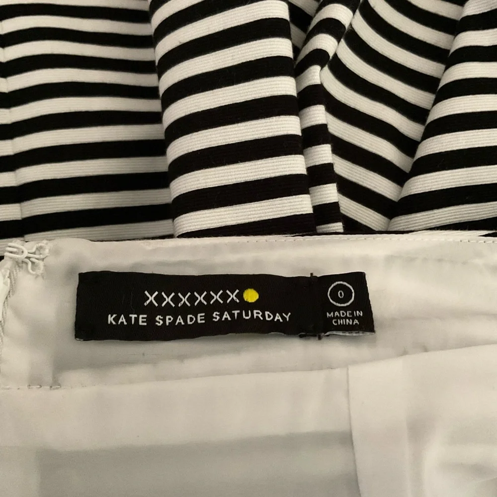 Kate‎ Spade Saturday Full Pleated Stripe Mini Skirt Size 0 Navy White